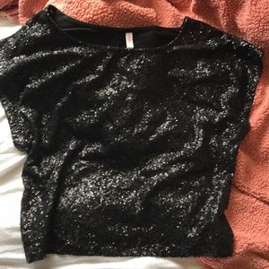 Black Sequin Crop Top